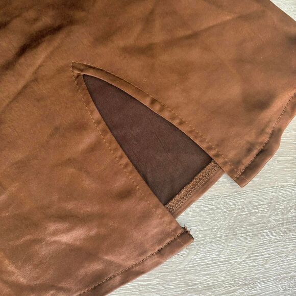 Brown Satin Mini Skirt - Picture 3 of 5